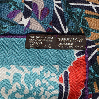 Hermes Cashmere Silk Ex Libris En Monogram Kimonos Shawl 140 7 of 8