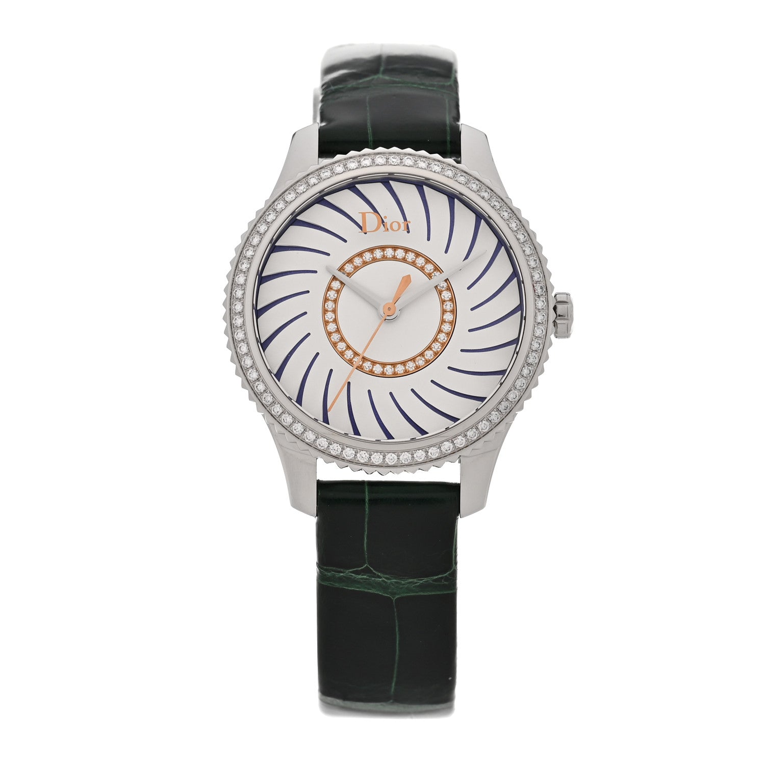 Christian Dior Stainless Steel Alligator Diamond Bezel 32mm Dior VIII Montaigne Quartz Watch White 1 of 5