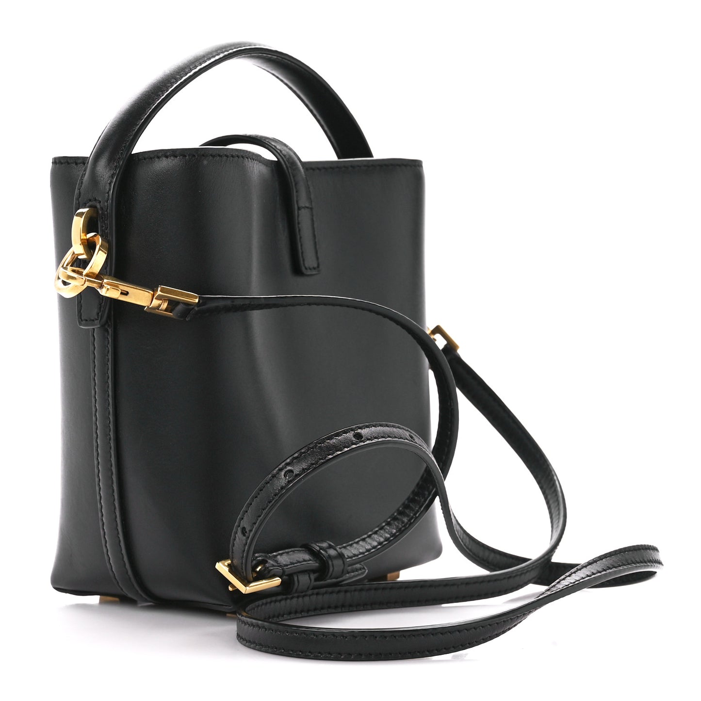 Shiny Calfskin Le 37 Mini Bucket Bag Black