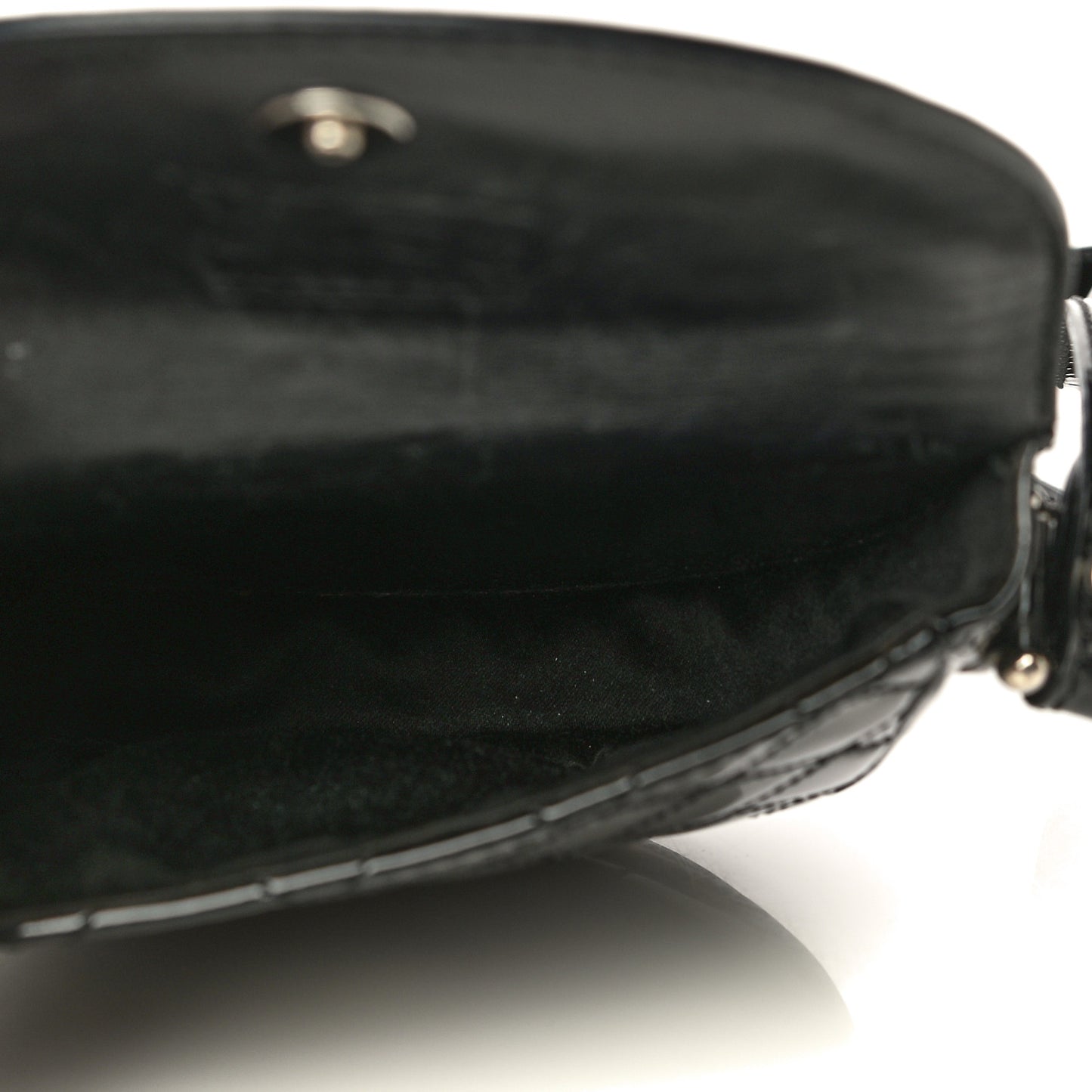 Patent Calfskin Quilted Mini Crossbody Bag Black