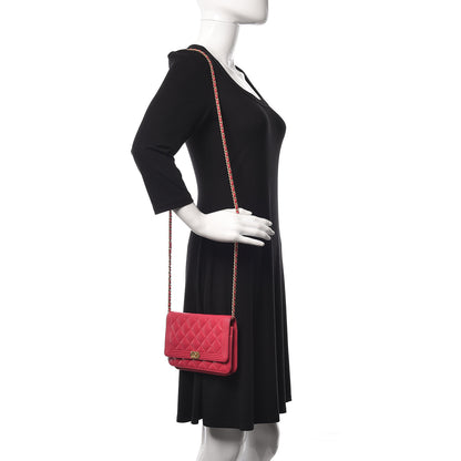 Chanel Lambskin Quilted Boy Wallet On Chain WOC Fuchsia 2 of 12