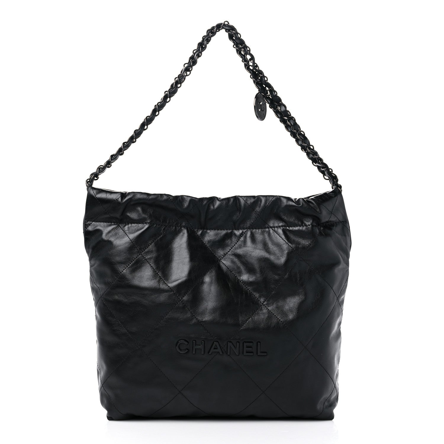 Chanel Shiny Calfskin Quilted Small Chanel 22 So Black 3 of 11