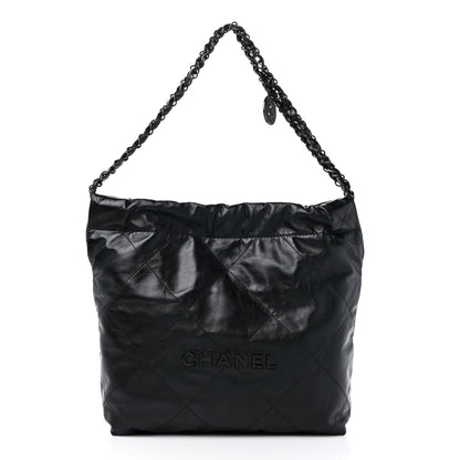 Chanel Shiny Calfskin Quilted Small Chanel 22 So Black 3 of 11