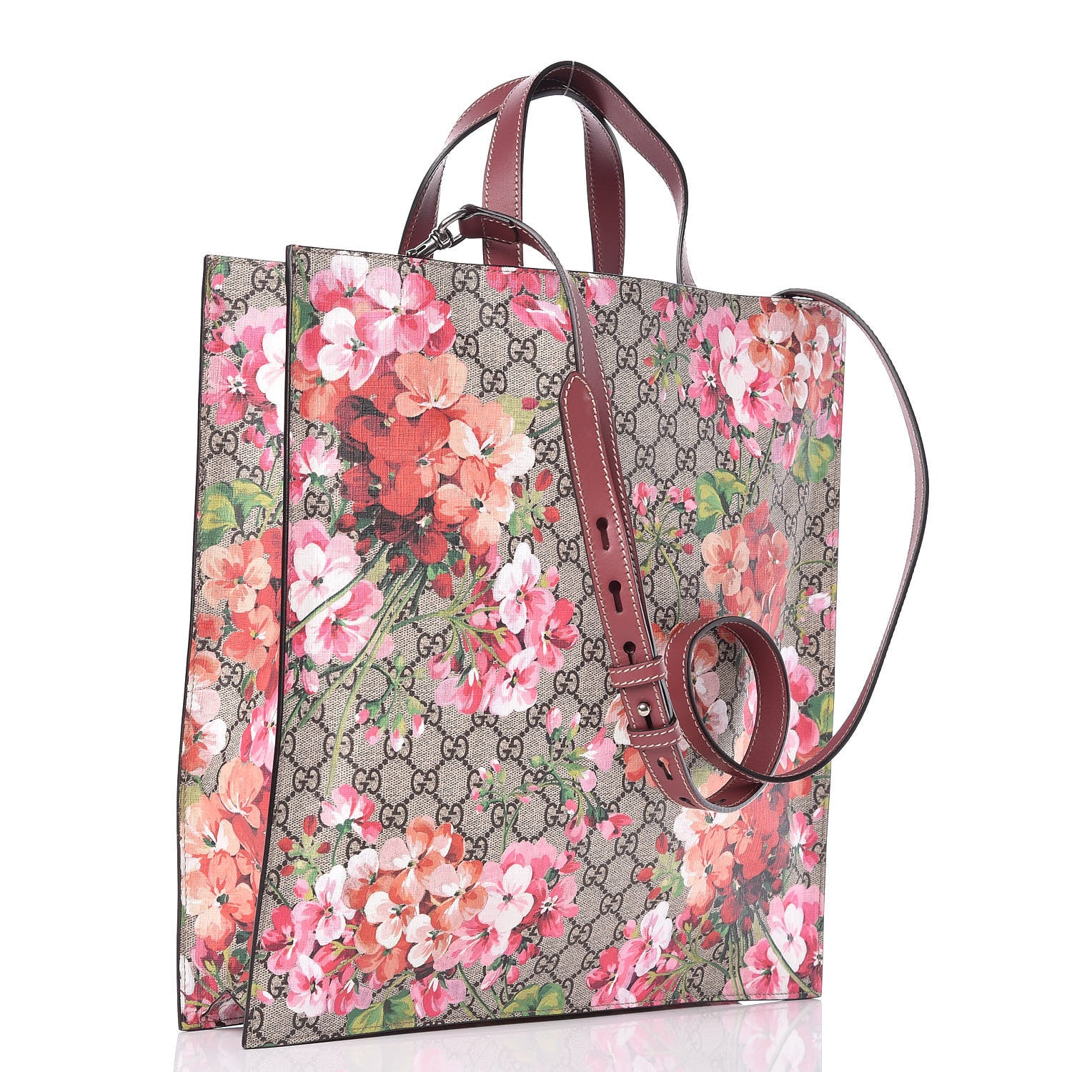 Gucci Soft GG Supreme Monogram Blooms Vertical Tote Beige Multicolor Dry Rose 3 of 10