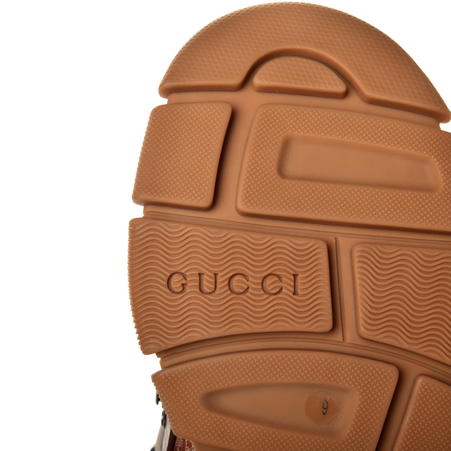Gucci X SEGA Suede Calfskin GG Monogram Mens Flashtrek Sneakers 9 New Cuir Beige Ruggine 6 of 9