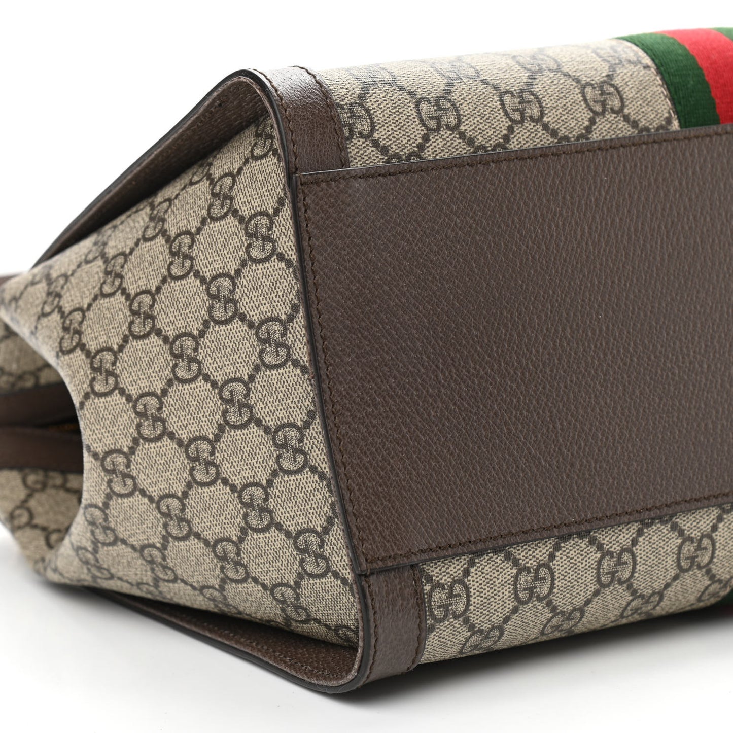 GG Supreme Monogram Web Medium Ophidia Tote Bag Brown