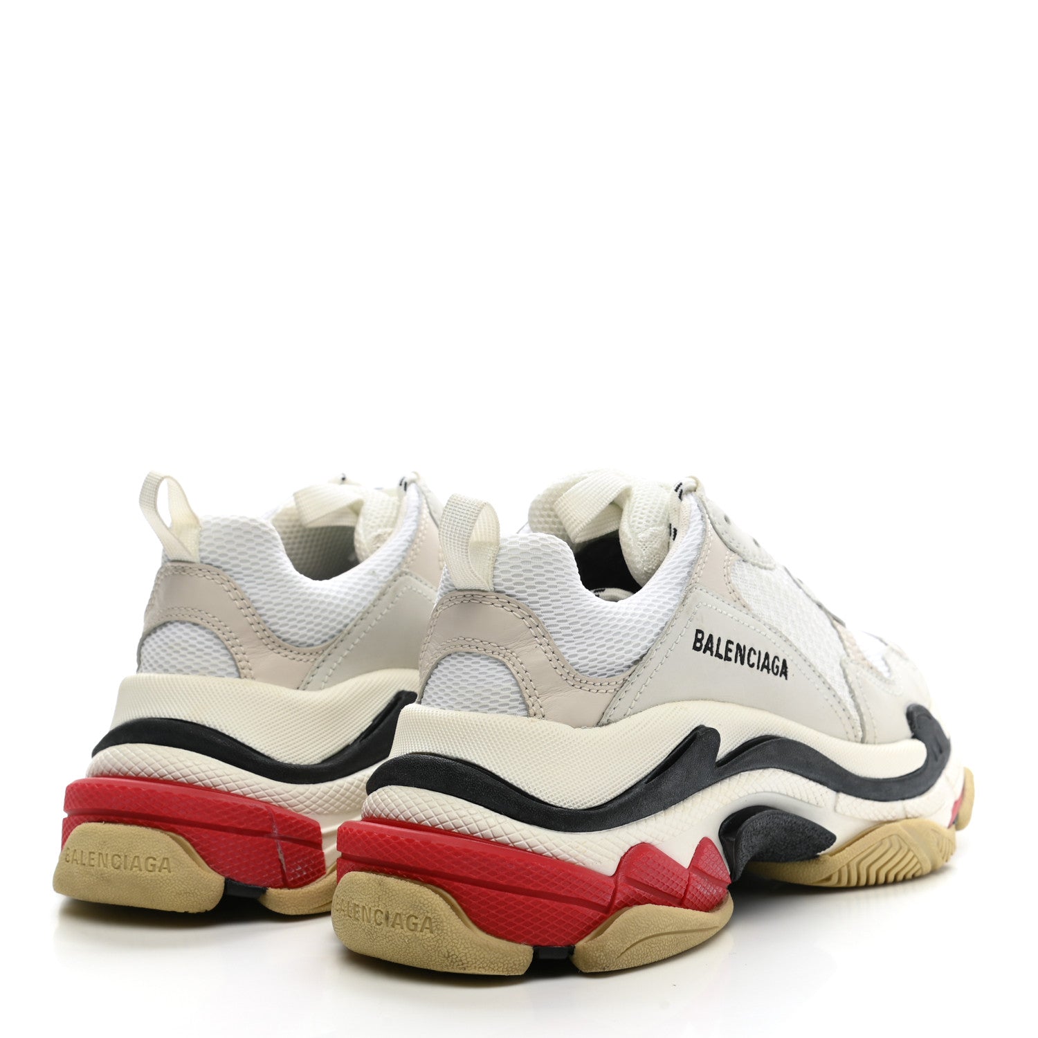 Balenciaga Fabric Mesh Womens Triple S Sneakers 38 Grey Red White 4 of 13