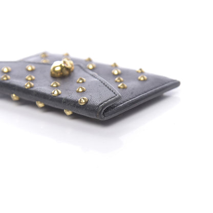 Alexander McQueen Calfskin Studded Skull Envelope Card Holder Black 7 of 10
