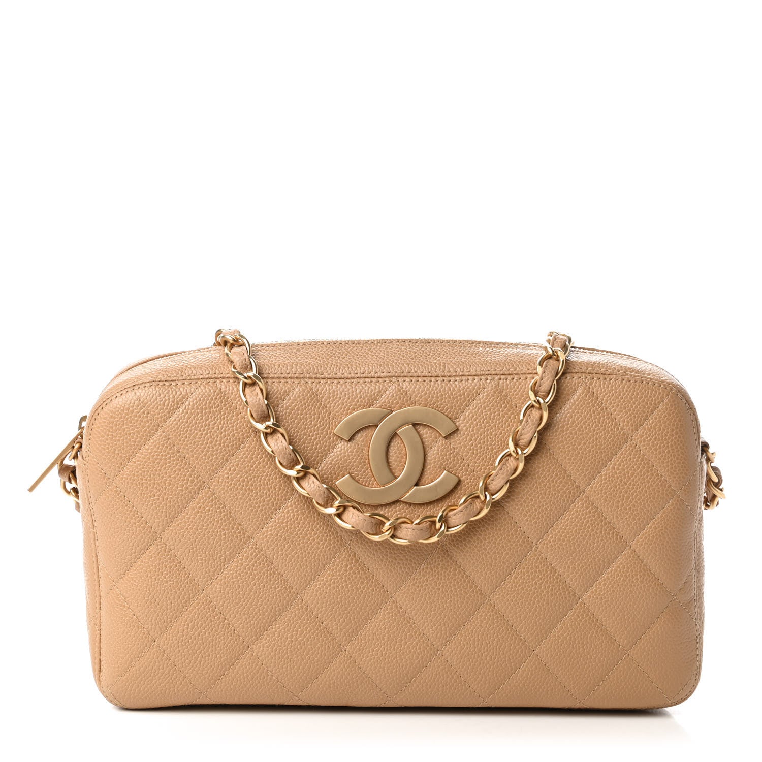 Chanel Caviar Quilted CC Camera Shoulder Bag Beige 1 of 10