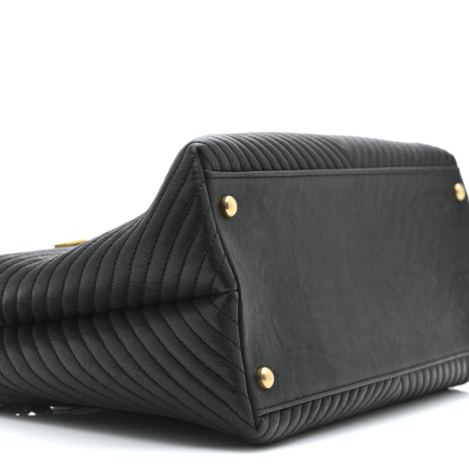 Chanel Wrinkled Lambskin Chevron Quilted Surpique Tote Black 9 of 10