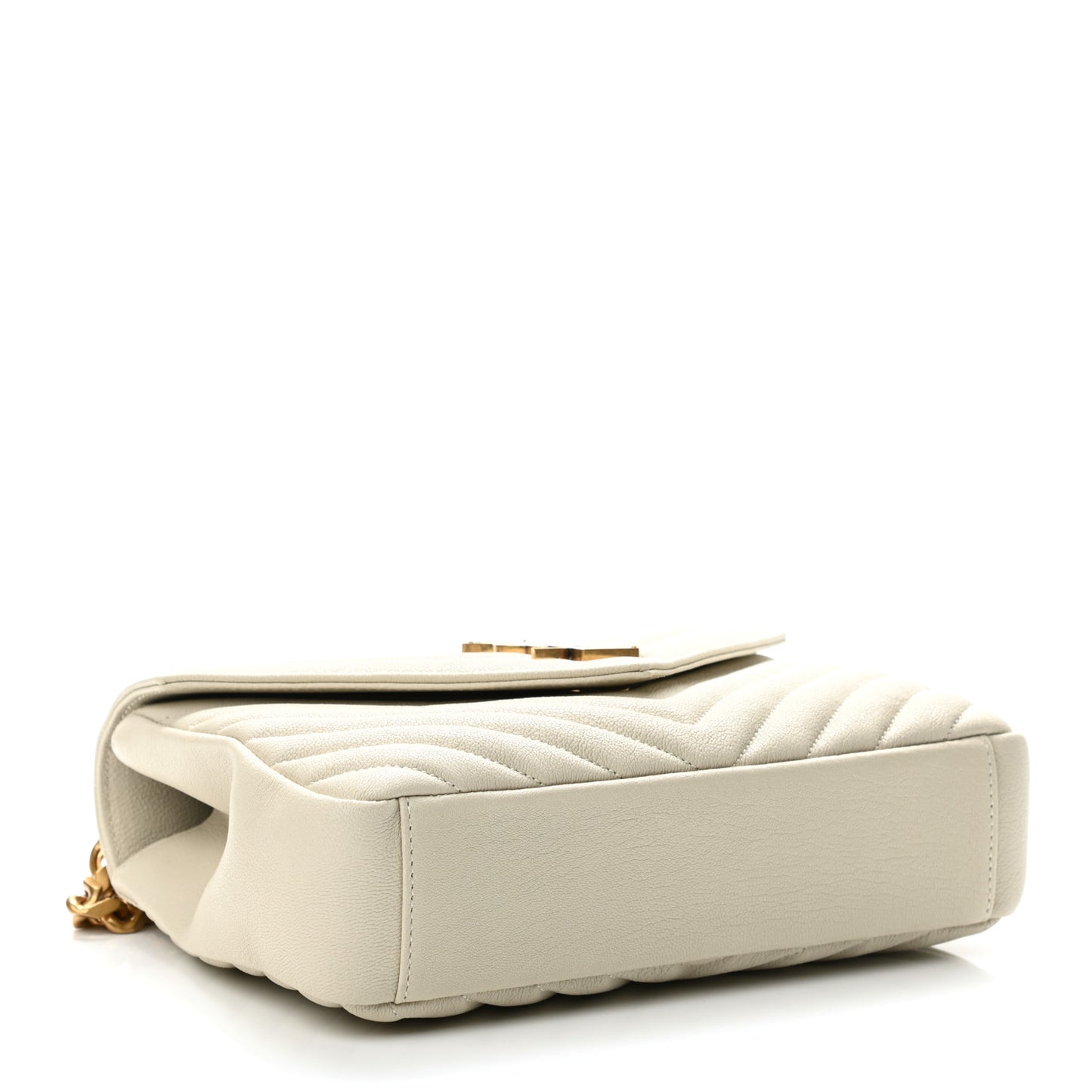 Sheepskin Matelasse Chevron Monogram Medium College Bag Vintage Blanc