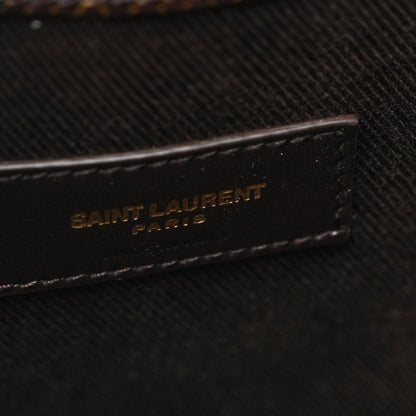 Saint Laurent Canvas Smooth Calfskin Le Monogramme Striped Bucket Bag Brown 6 of 10
