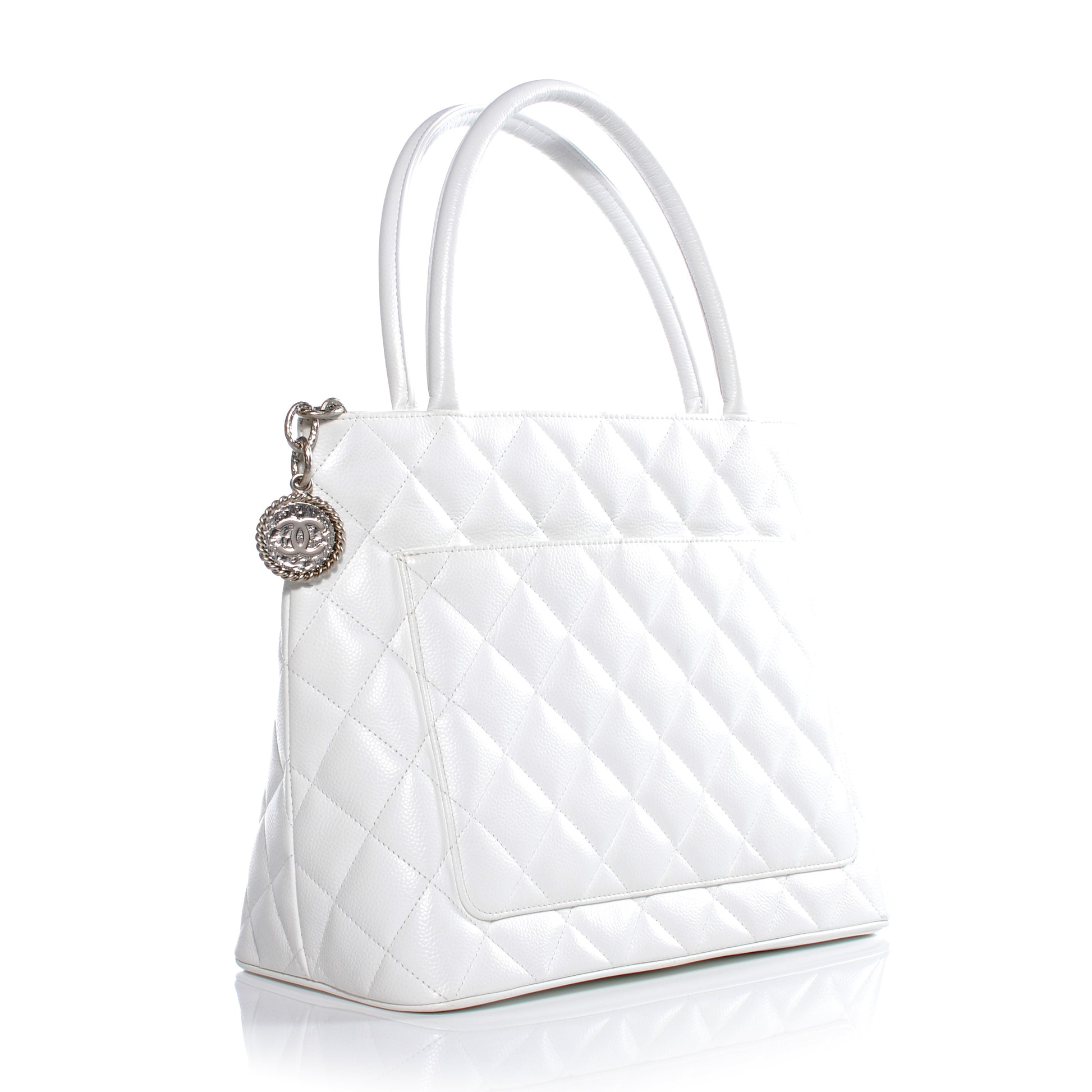 Chanel Caviar Medallion Tote White 3 of 8