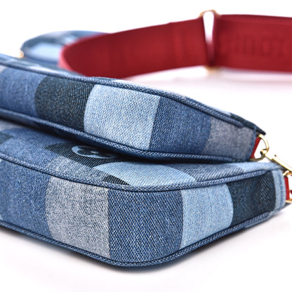 Louis Vuitton Denim Damier Monogram Patchwork Multi Pochette Accessories Blue Rouge 9 of 9