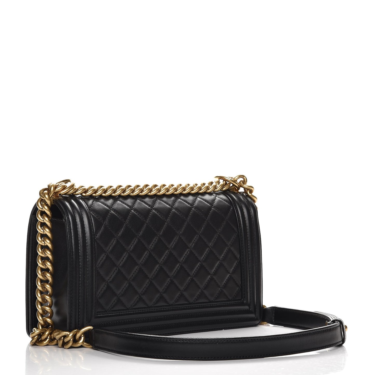 Lambskin Quilted Medium Boy Flap Black