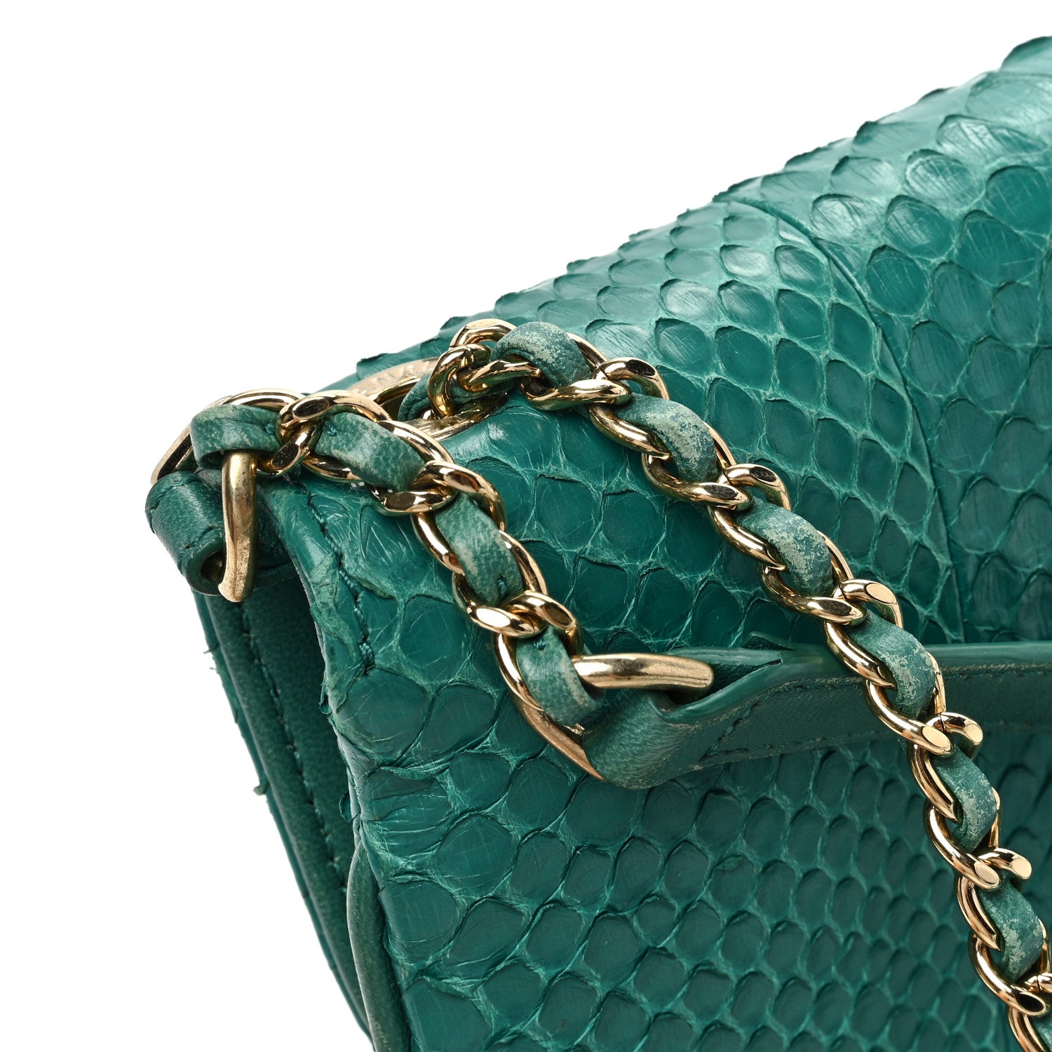 Chanel Snakeskin Chain Around Single Flap Turquoise 11 of 13