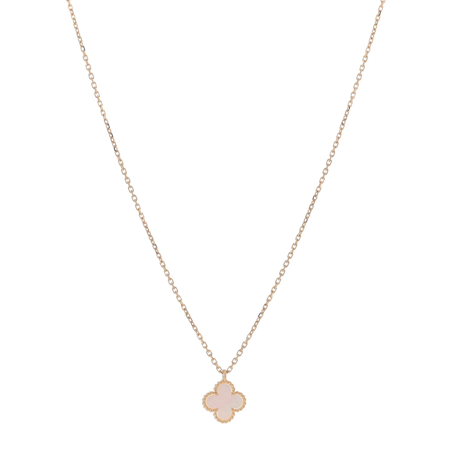 Van Cleef & Arpels 18K Yellow Gold Mother of Pearl Sweet Alhambra Pendant Necklace 1 of 3