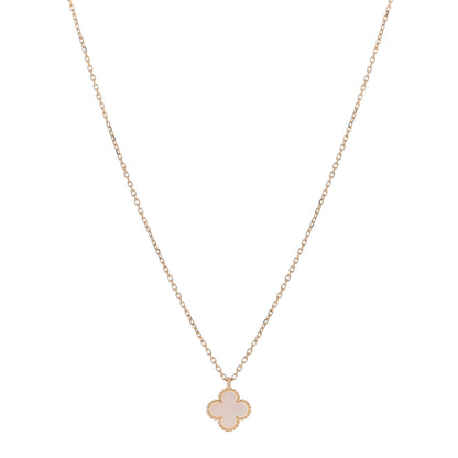 Van Cleef & Arpels 18K Yellow Gold Mother of Pearl Sweet Alhambra Pendant Necklace 1 of 3