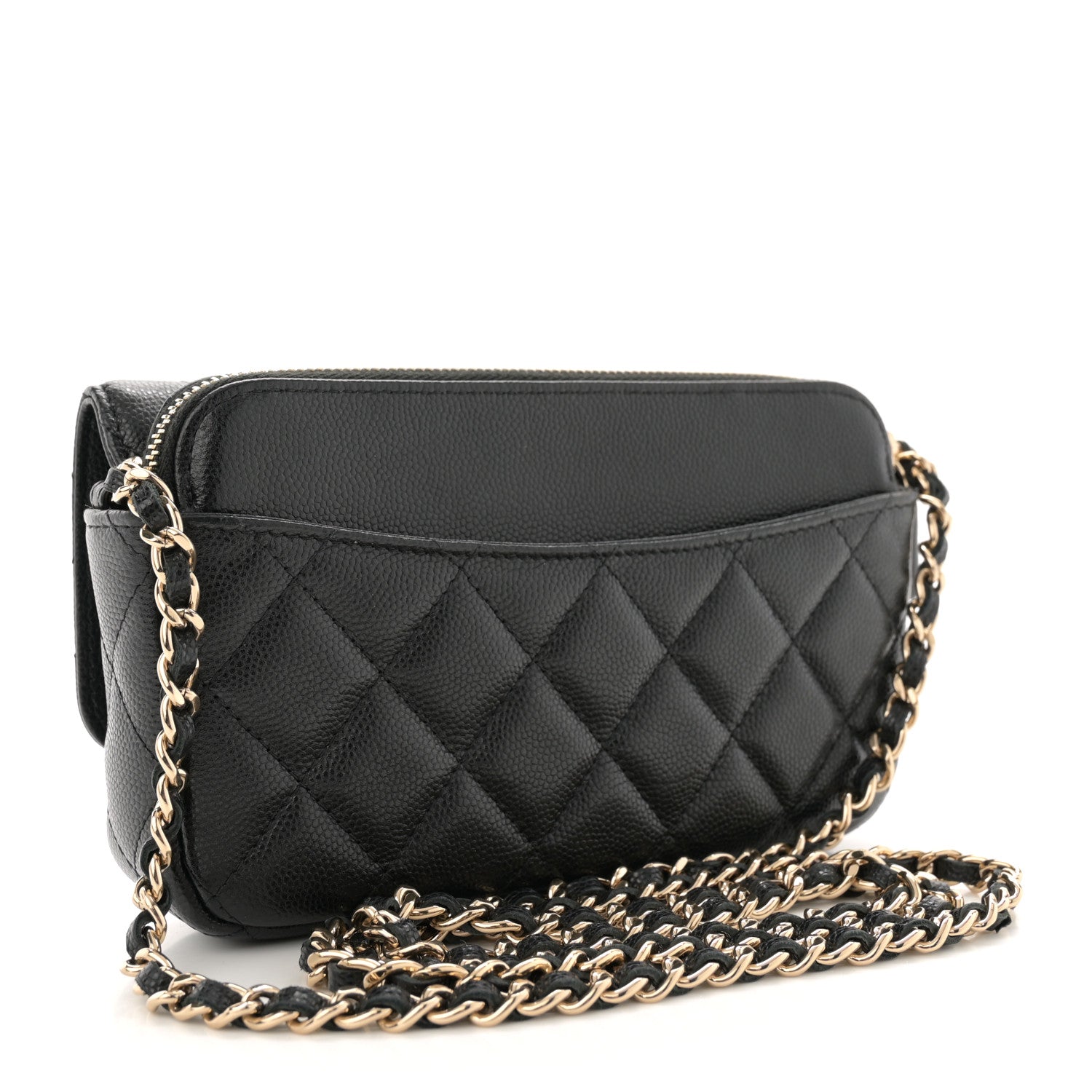 Chanel Caviar Quilted Flap Phone Holder With Chain Black 3 of 14
