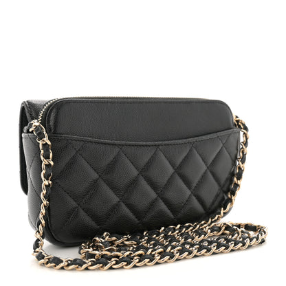 Chanel Caviar Quilted Flap Phone Holder With Chain Black 3 of 14
