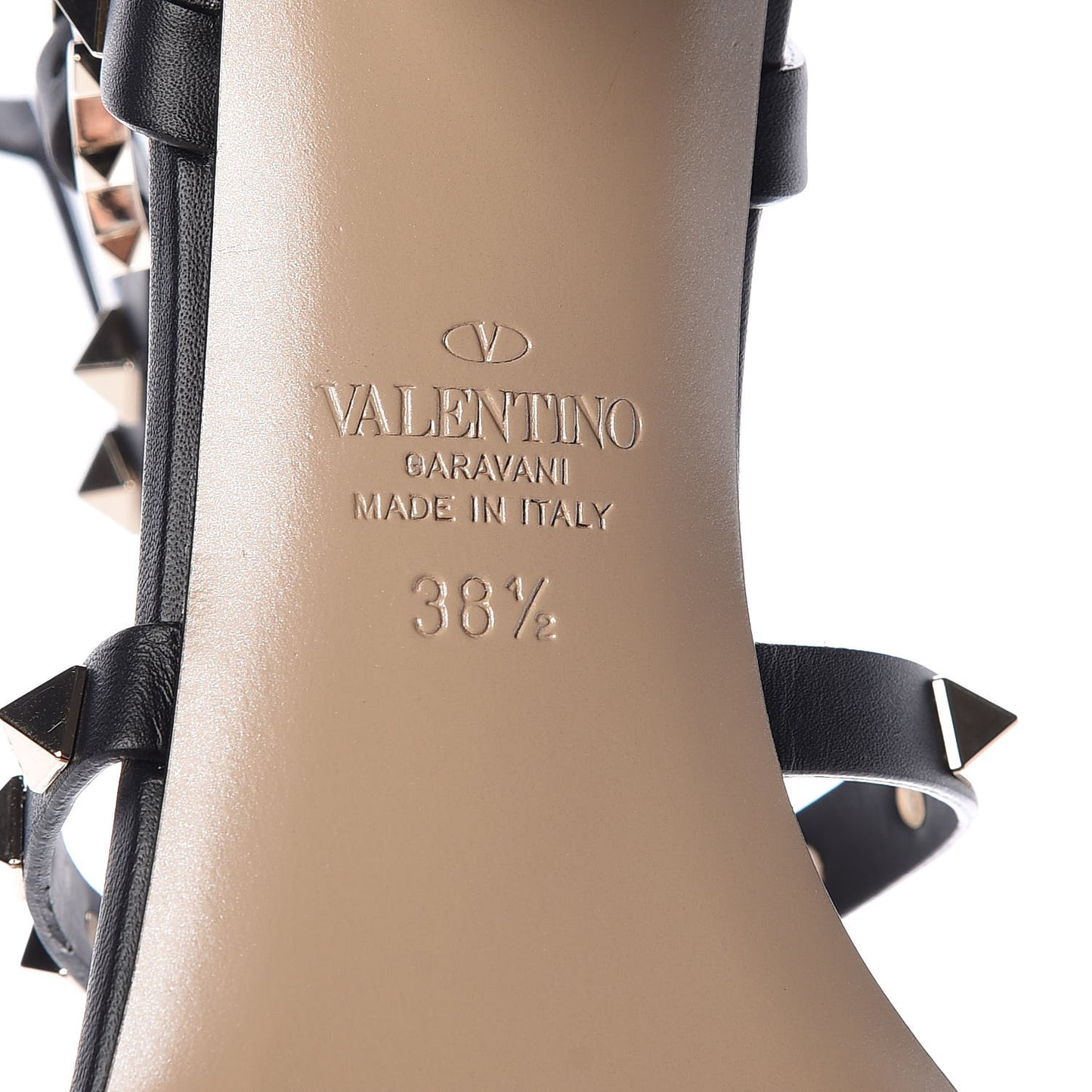 Calfskin Rockstud 60mm City Sandals 38.5 Black