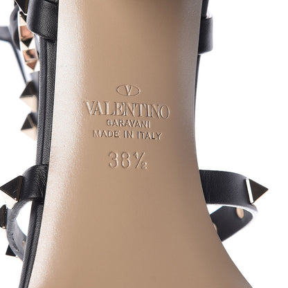 Valentino Garavani Calfskin Rockstud 60mm City Sandals 38.5 Black 6 of 7