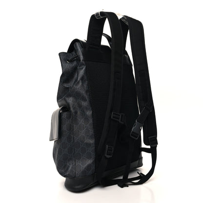 Gucci Soft GG Supreme Monogram Calfskin Web Double Buckle Backpack Black 3 of 10