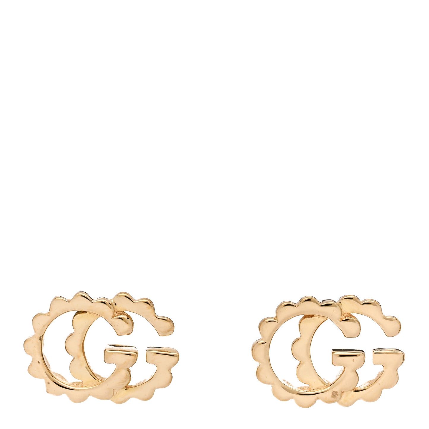 18K Yellow Gold Running G Scalloped Stud Earrings