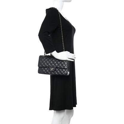 Chanel Caviar Quilted Medium Double Flap Dark Blue 2 of 10