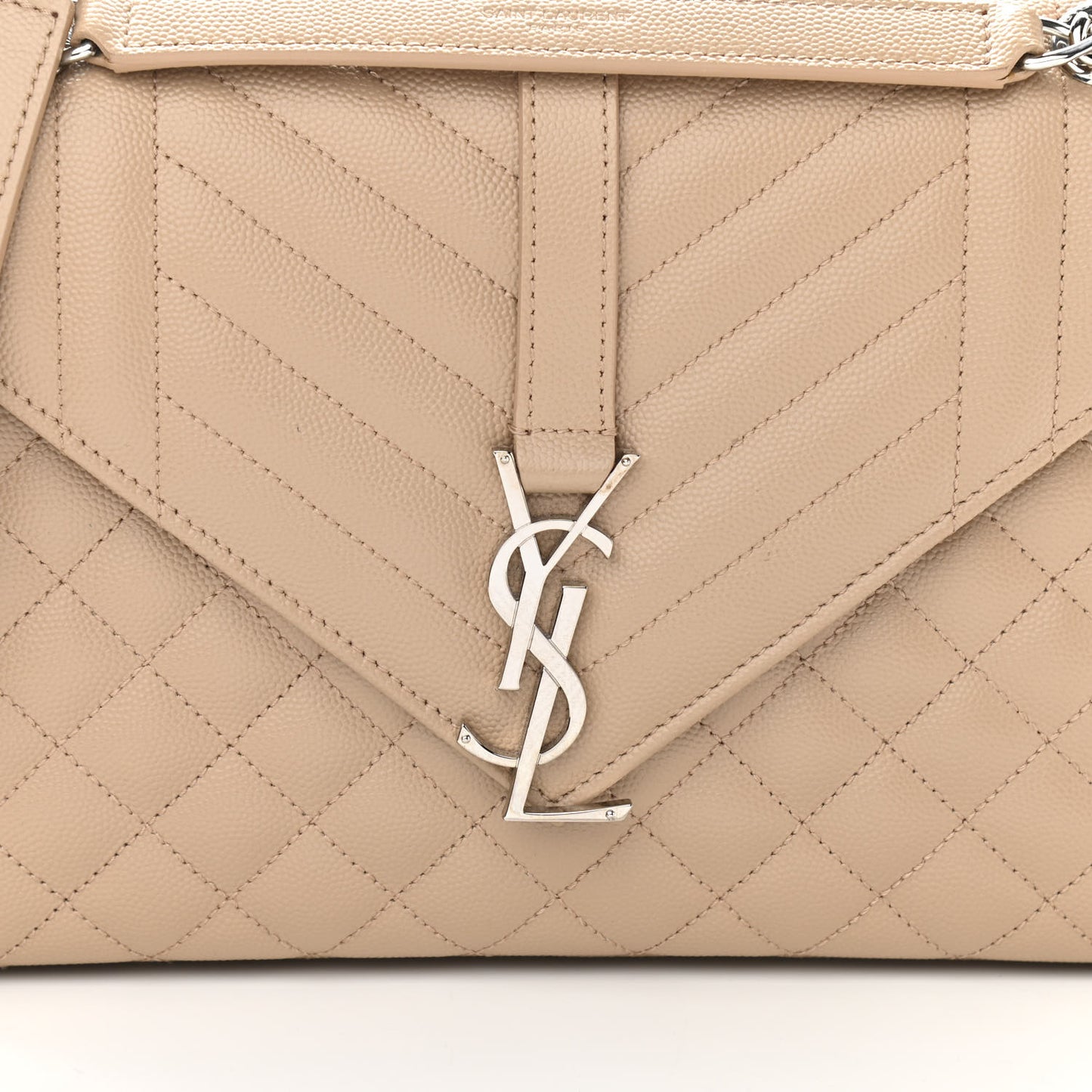 Grain De Poudre Textured Mixed Matelasse Medium Triquilt Monogram Satchel Nude Powder