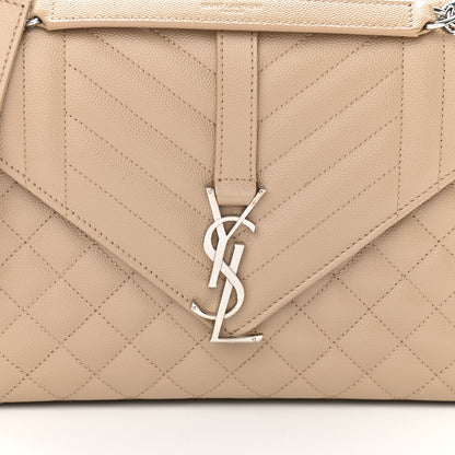 Saint Laurent Grain De Poudre Textured Mixed Matelasse Medium Triquilt Monogram Satchel Nude Powder 7 of 9