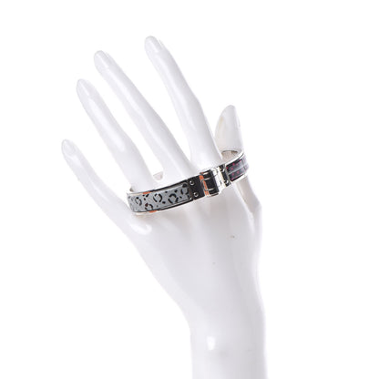 Hermes Enamel Printed Narrow Baobab Cat Hinged Bracelet M Faux Gris 2 of 5