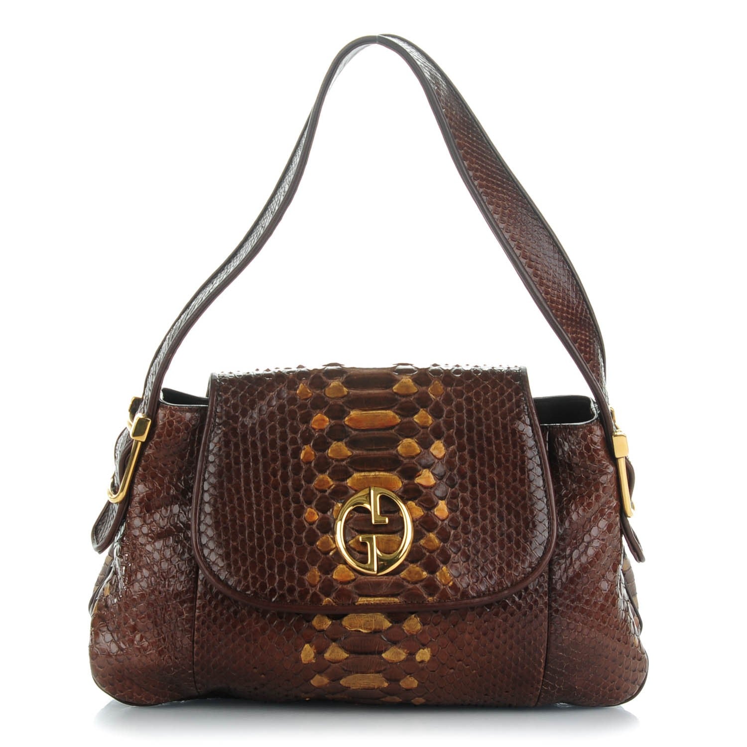 Gucci Python 1973 Shoulder Bag Brown Gold 1 of 7