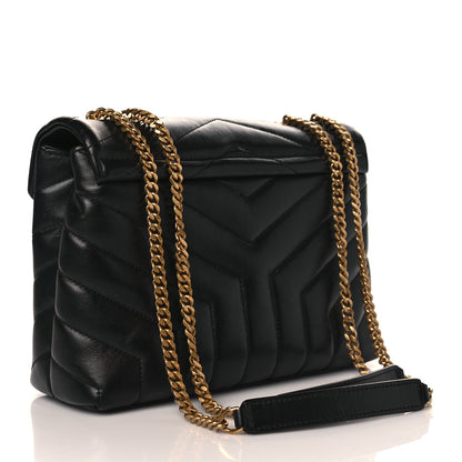 Saint Laurent Calfskin Y Quilted Monogram Small Loulou Chain Satchel Black 3 of 10