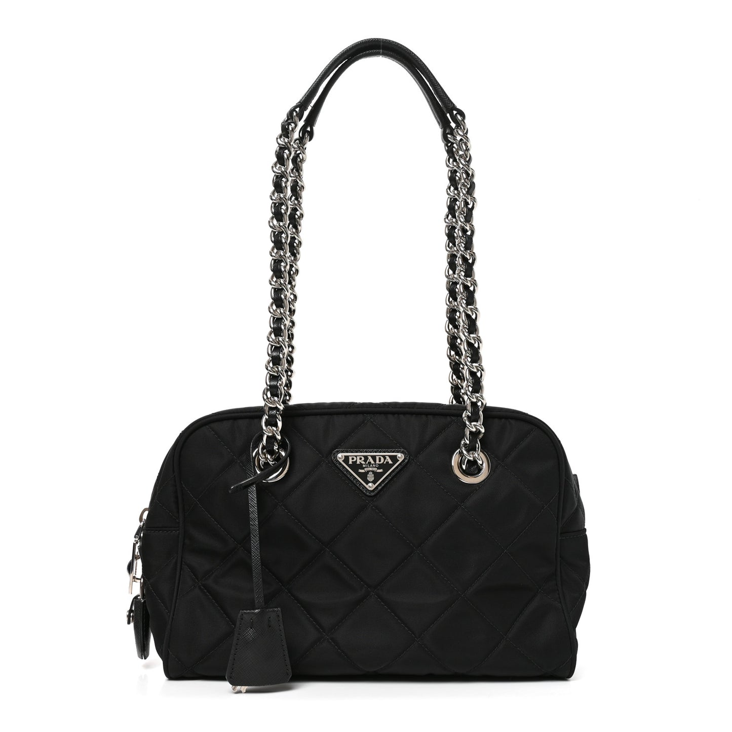 Nylon Tessuto Impuntu Quilted Shoulder Bag Black