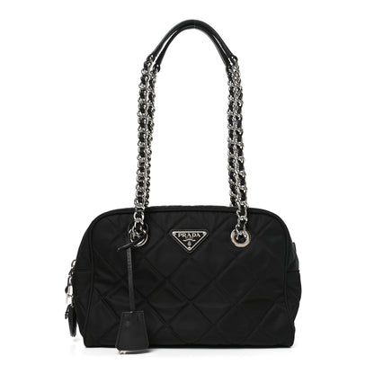 Prada Nylon Tessuto Impuntu Quilted Shoulder Bag Black 1 of 8