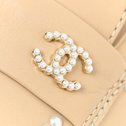 Chanel Calfskin Pearl CC Loafers 38 Beige 13 of 16