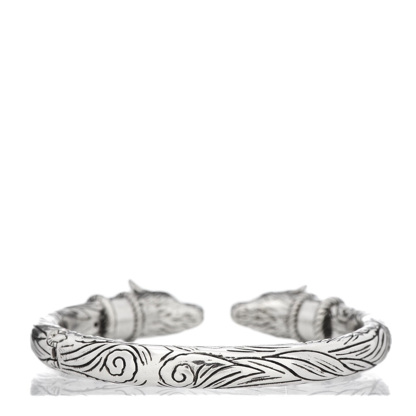 Sterling Silver Anger Forest Wolf Cuff Bracelet