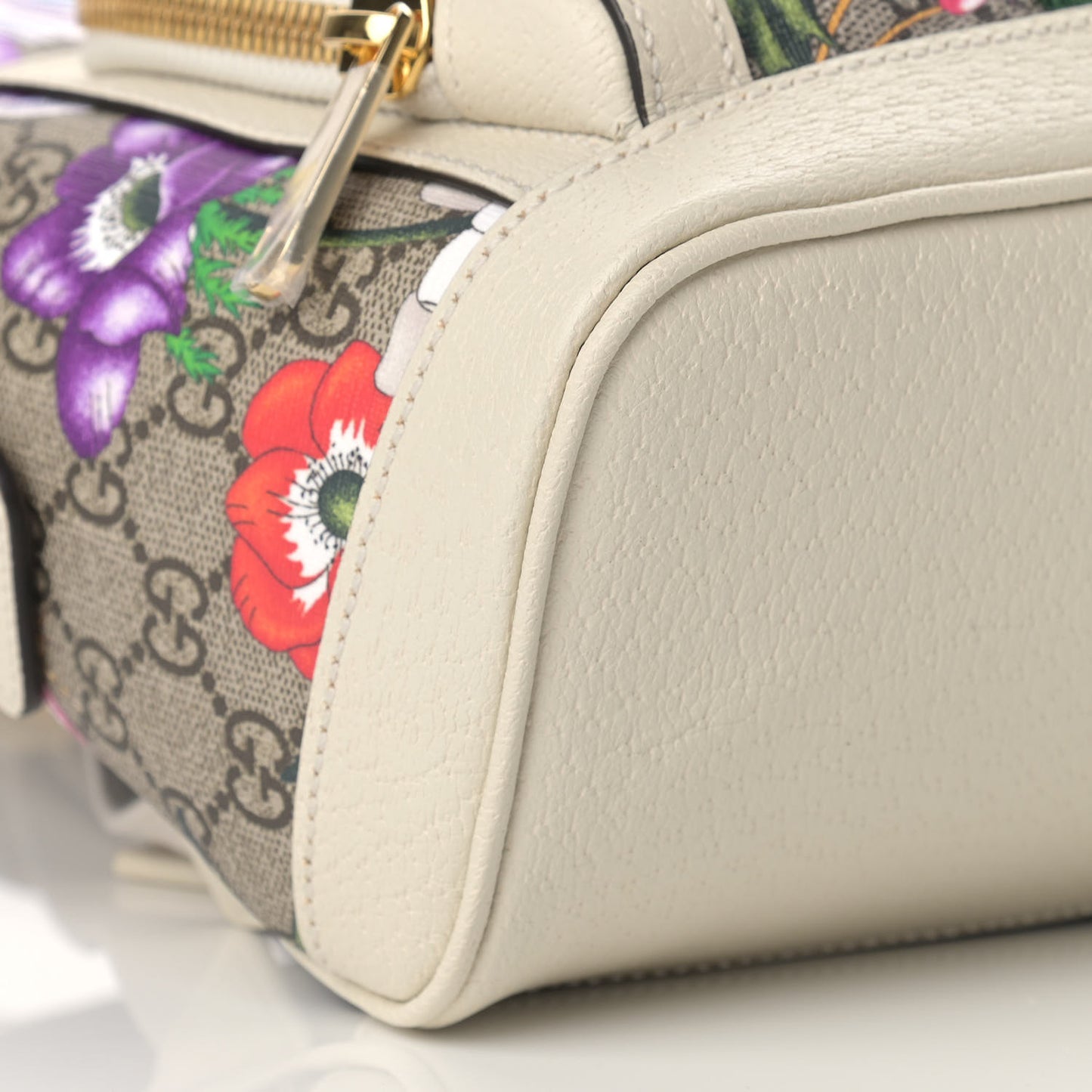 GG Supreme Monogram Flora Web Small Ophidia Day Backpack White