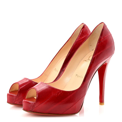 Christian Louboutin Eel New Very Prive 120 Pumps 37.5 Red 4 of 9