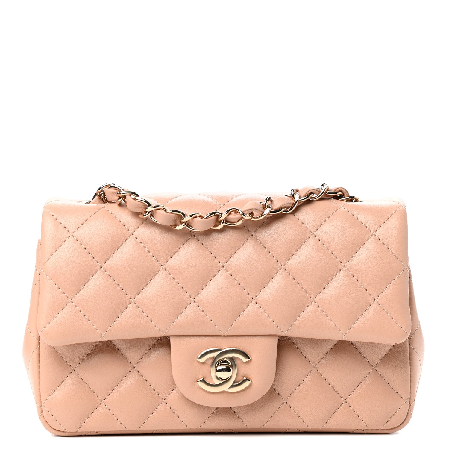 Chanel Lambskin Quilted Mini Rectangular Flap Beige 1 of 10