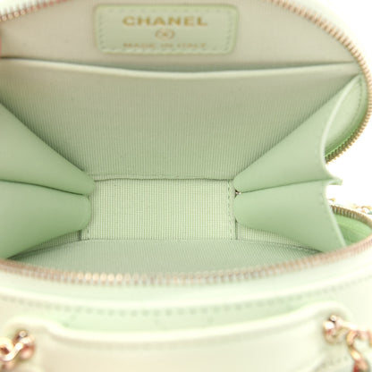 Chanel Caviar Quilted Round Handle With Care Vanity With Chain Light Green 6 of 9