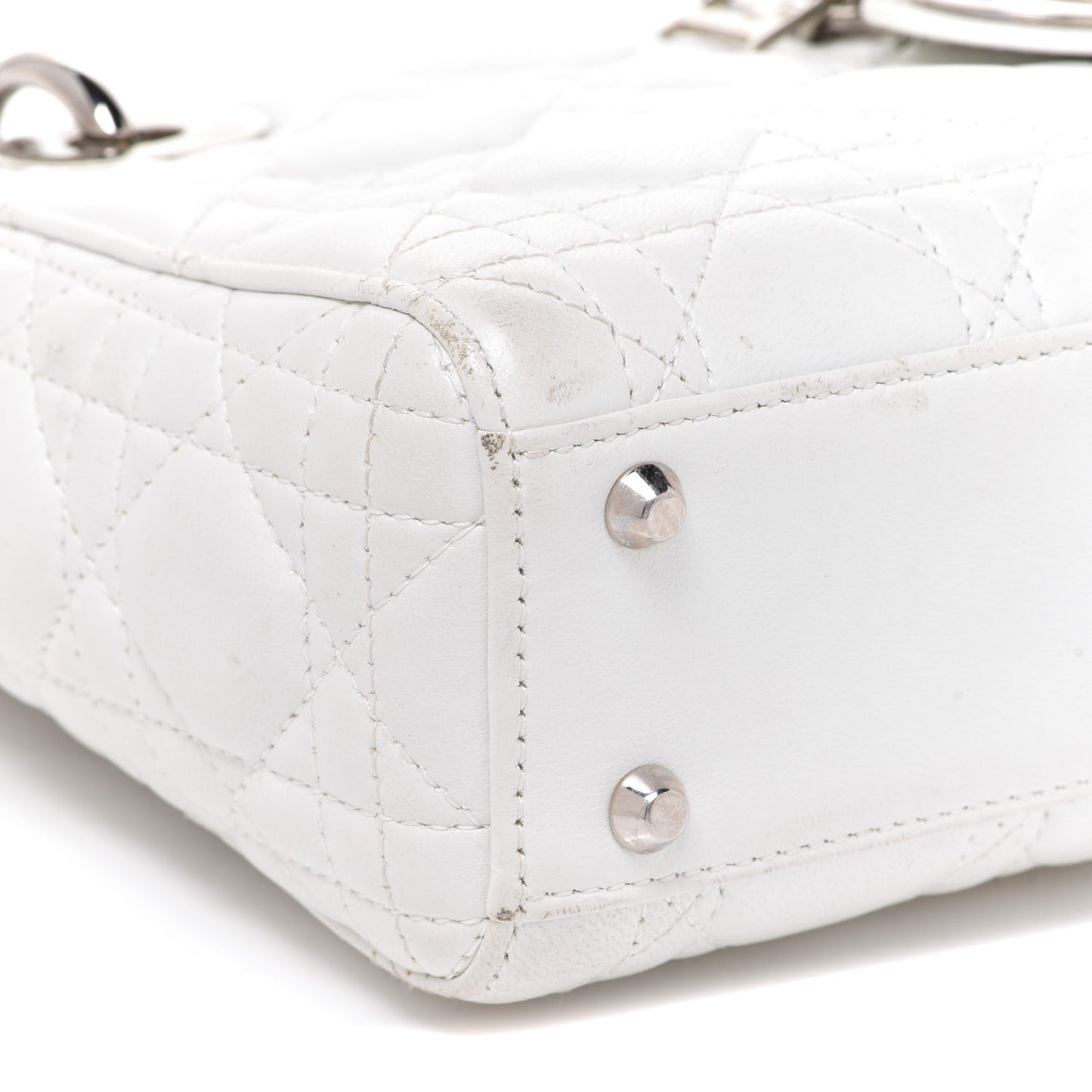Lambskin Cannage Mini Lady Dior White