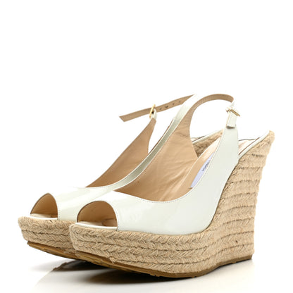 Jimmy Choo Patent 100 Wedge Sandal 38 White 3 of 8
