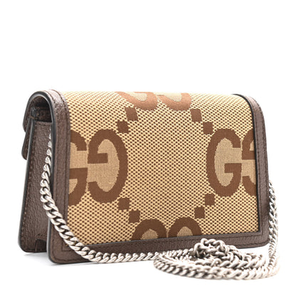 Gucci Monogram Jumbo GG Textured Dollar Calfskin Super Mini Dionysus Shoulder Bag Camel Ebony New Acero 2 of 8