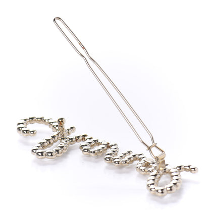 Chanel Metal Glass Swirling Pearls Hair Clip Gold 3 of 5