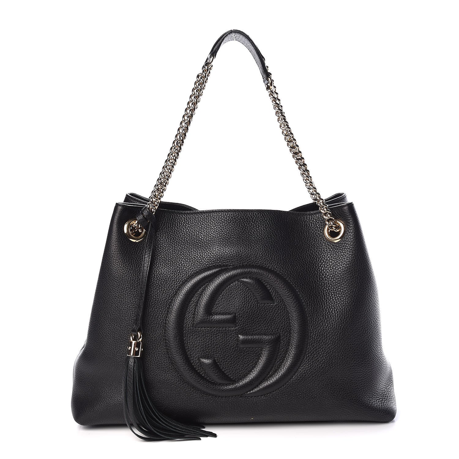 Gucci Pebbled Calfskin Medium Soho Chain Shoulder Bag Black 1 of 9