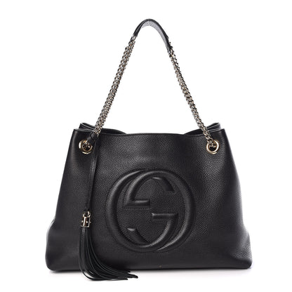 Gucci Pebbled Calfskin Medium Soho Chain Shoulder Bag Black 1 of 9