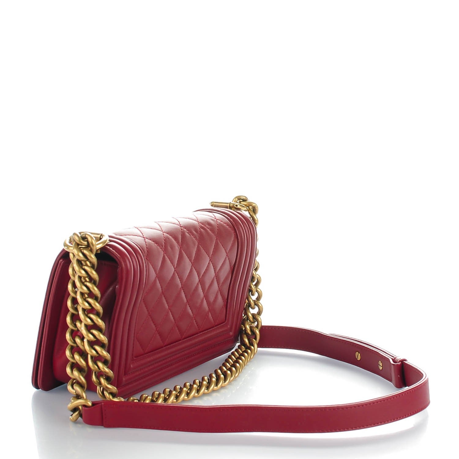 Chanel Lambskin Quilted Small Boy Flap Dark Red 3 of 8