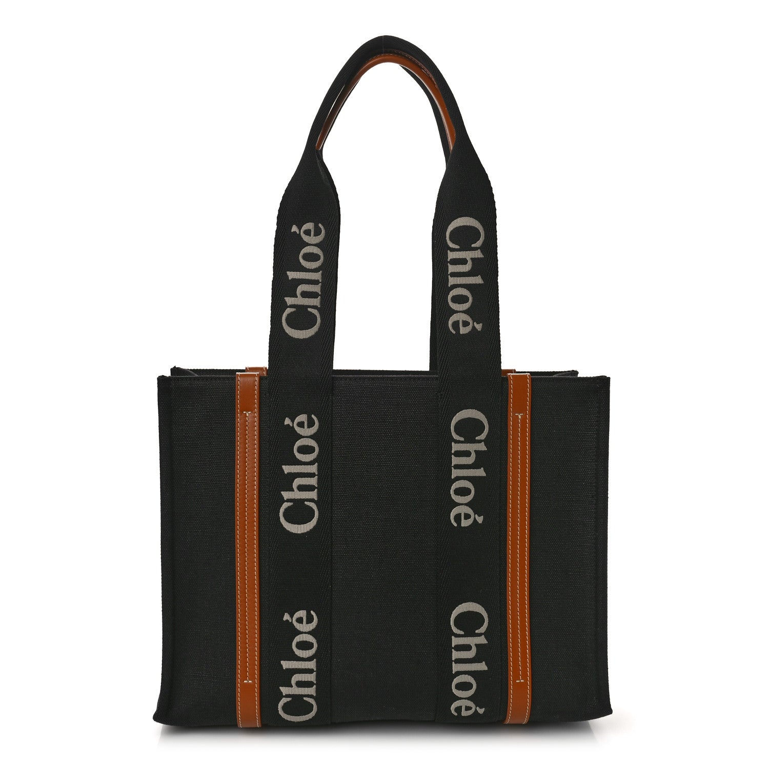 Chloe Cotton Calfskin Medium Woody Ribbon Tote Black 1 of 9